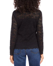 Load image into Gallery viewer, This top features a feminine and elegant design that enhances the natural contours of the body through its graceful silhouette. The flexible floral lace guarantees a comfortable and polished appearance, making it a versatile match for different bottoms, such as denim. The bodice is fully lined up to the chest, while the arms and upper chest are adorned with delicate lace.