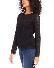 Load image into Gallery viewer, This top features a feminine and elegant design that enhances the natural contours of the body through its graceful silhouette. The flexible floral lace guarantees a comfortable and polished appearance, making it a versatile match for different bottoms, such as denim. The bodice is fully lined up to the chest, while the arms and upper chest are adorned with delicate lace.