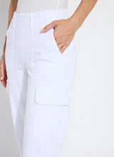 Load image into Gallery viewer, Shop the Scout High Waist Cuffed Cargo Pants - Crafted with premium 4-way stretch Knit Denim for ultimate comfort and style. Featuring classic cargo design with patch and side pockets for a slimming effect, plus a back yoke and belt loops. These high-waisted, wide-leg pull-on pants include a patented concealed waistband for a sleek fit. Wear cuffed or uncuffed to match your style and mood.