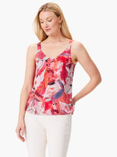 Load image into Gallery viewer, Just because "scribble" is in the name doesn't mean this flowy, drapey tank is anything other than intentional. Whether you wear this festive floral to the office under a blazer or with your favorite jeans to lift your "running around" look, the unique color combination of khaki, off-white adds elegance with ease. We gave it a classic tank shape with a V-neck and a hem that sits at the hip. Mindfully Made from partially recycled materials.