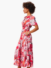 Load image into Gallery viewer, Flower power you can wear! Say hello to the dress of your dreams in our easy, flowy, breezy Daydream fabric that's mindfully made from partially recycled materials. The satin chiffon maxi silhouette flows and twirls with your every step with the split neck and side seam pockets lift the look and offer some everyday utility. Made to have a more relaxed, easy fit with fit and flared tiers and a touch of ruching at the center back seam.