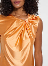 Load image into Gallery viewer, Add a touch of modern style with the Selene Twisted Shoulder Top in vibrant Solar Ray by Lysse. Featuring a unique twisted shoulder detail, this top combines comfort with chic sophistication. The soft, breathable fabric ensures all-day wearability, while the relaxed fit makes it perfect for casual, work, or evening outfits.