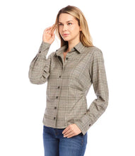 Load image into Gallery viewer, This sequin side-pleat shirt by Karen Kane, style 4L19101, is expertly crafted from premium woven material for a flattering and fitted silhouette. The addition of embroidered sequin adds a refined touch of elegance and shimmer, making it an ideal choice for any occasion. Featuring shank buttons, this shirt exudes a sophisticated and polished look.