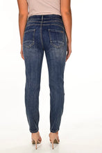 Load image into Gallery viewer, A versatile wardrobe essential, the Frank Lyman Denim 234146U boasts a sophisticated design with sequin patches, stars and cheetah patches. This classic denim silhouette is a must-have for any fashionista, providing the perfect blend of style and comfort for any occasion. Offering a fun, flirty look, the Frank Lyman Denim is sure to be a staple in any closet. Color- Blue and silver. Five pockets. Zip and button closure. Front Patch Details. Silver sequins. Cheetah patches.