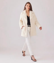 Load image into Gallery viewer, Stay warm and cozy with this brushed sherpa coat designed to keep you snug when the temperatures drop. Featuring a stylish cloverleaf lapel collar and front snaps, this coat will help you embrace the cold weather in both fashion and comfort.