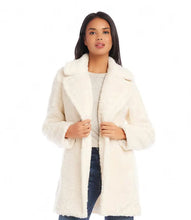 Load image into Gallery viewer, Stay warm and cozy with this brushed sherpa coat designed to keep you snug when the temperatures drop. Featuring a stylish cloverleaf lapel collar and front snaps, this coat will help you embrace the cold weather in both fashion and comfort.