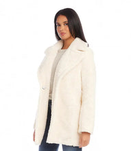 Load image into Gallery viewer, Stay warm and cozy with this brushed sherpa coat designed to keep you snug when the temperatures drop. Featuring a stylish cloverleaf lapel collar and front snaps, this coat will help you embrace the cold weather in both fashion and comfort.