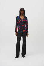 Load image into Gallery viewer, Solange Silky Knit Abstract Print Wrap Top 244079