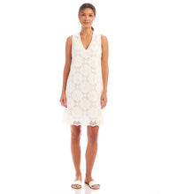 Load image into Gallery viewer, The Sonny Sleeveless Crochet Dress by Karen Kane is a fresh take on effortless elegance. Designed with intricate crochet detailing, this off-white sleeveless dress offers a breezy, lightweight feel perfect for warm-weather occasions. The cotton-blend fabric ensures comfort while maintaining a chic, sophisticated look.