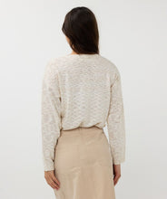 Load image into Gallery viewer, Perfect for spring and summer, this elegant women's sweater combines comfort and on-trend fashion effortlessly. This Slub Sweater is coated in Champagne, adding a touch of festive shimmer. It can be paired with a chic cargo skirt or tailored trousers for a stylish look.