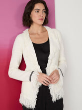 Load image into Gallery viewer, Our popular Fringe Mix Jacket now features even more fringe for added detail. Nic & Zoe has enhanced this signature piece with unique trims on the pockets and cuffs, as well as extending the namesake edging detail for a stunning textured look. Like the original, it combines the luxurious feel of a knit with the refined silhouette of a blazer. The open lapel front and spacious pockets make it both stylish and functional for holding your valuables.