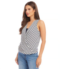 Load image into Gallery viewer, Final Sale Sible Stripe Layered Drape Front Top - Karen Kane 1L63553