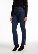 Load image into Gallery viewer, Enhance your wardrobe with our stunning jeans, featuring chic side slits highlighted by sparkling rhinestone embellishments. Crafted with functional pockets and a zipper closure, they provide both fashion and practicality.