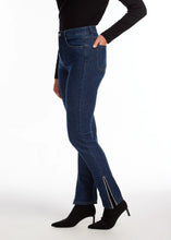 Load image into Gallery viewer, Enhance your wardrobe with our stunning jeans, featuring chic side slits highlighted by sparkling rhinestone embellishments. Crafted with functional pockets and a zipper closure, they provide both fashion and practicality.