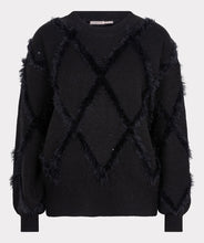 Load image into Gallery viewer, Wrap yourself in warmth and style, with our Henrika Hair Sequins Sweater in an eye-catching fuzzy checkered design. A fashion-must have, our EsQualo sweater is made of fluffy warm hairy fabrication set off with tiny, sparkle sequins. The Henrika is perfect for everything from daily routines to holiday attire, offering a luxurious feel in its cozy, warm embrace.