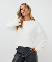 Load image into Gallery viewer, Wrap yourself in warmth and style, with our Henrika Hair Sequins Sweater in an eye-catching fuzzy checkered design. A fashion-must have, our EsQualo sweater is made of fluffy warm hairy fabrication set off with tiny, sparkle sequins. The Henrika is perfect for everything from daily routines to holiday attire, offering a luxurious feel in its cozy, warm embrace.