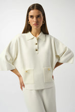 Load image into Gallery viewer, FInal Sale Shantyle Sweater Knit Boxy Pullover with Polo Collar in Winter White - Joseph Ribkoff 253962