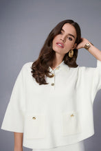 Load image into Gallery viewer, FInal Sale Shantyle Sweater Knit Boxy Pullover with Polo Collar in Winter White - Joseph Ribkoff 253962
