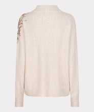 Load image into Gallery viewer, Beige sweater with rose gold sequin embellishments against a plain background.