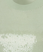 Load image into Gallery viewer, Close-up of sequins on the light green top.