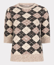 Load image into Gallery viewer, Argyle short sleeve sweater against a white background.