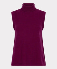 Load image into Gallery viewer, Purple sleeveless turtleneck sweater top against a white background.