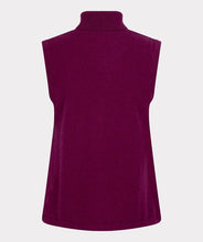 Load image into Gallery viewer, Purple sleeveless turtleneck sweater top against a white background.