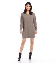 Load image into Gallery viewer, A soft brushed knit fabric gives this relaxed dress a sophisticated touch, thanks to its stylish zipper details. It looks amazing on its own or when worn with leggings and boots for a contemporary look. Color- Heathered taupe. Long sleeve. Crew neck. Side-zipper. Fabric -81% Polyester. 16% Rayon. 3% Spandex.