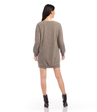 Load image into Gallery viewer, A soft brushed knit fabric gives this relaxed dress a sophisticated touch, thanks to its stylish zipper details. It looks amazing on its own or when worn with leggings and boots for a contemporary look. Color- Heathered taupe. Long sleeve. Crew neck. Side-zipper. Fabric -81% Polyester. 16% Rayon. 3% Spandex.