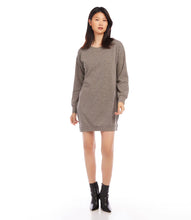 Load image into Gallery viewer, A soft brushed knit fabric gives this relaxed dress a sophisticated touch, thanks to its stylish zipper details. It looks amazing on its own or when worn with leggings and boots for a contemporary look. Color- Heathered taupe. Long sleeve. Crew neck. Side-zipper. Fabric -81% Polyester. 16% Rayon. 3% Spandex.