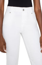 Load image into Gallery viewer, Closeup of front panel on the white jean against a white background.