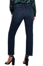 Load image into Gallery viewer, Model wearing dark blue jeans, floral green top and black sandals against a white background.