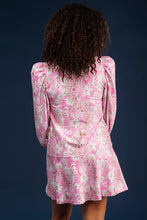 Load image into Gallery viewer, Embrace the season with the Hazel Dress in Petunia Patisserie by Smith & Quinn. This stunning drop waist dress features a beautiful button detail at the neck opening and a detachable waist tie, offering both style and versatility. Crafted from S & Q's Signature Stretch fabric, it's wrinkle-resistant and machine washable, making it a must-have addition to your wardrobe. Perfect for spring fashion, this dress combines elegance and practicality, ensuring you look fabulous all day long.