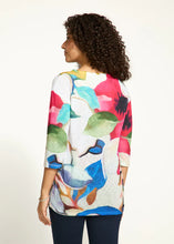 Load image into Gallery viewer, Exude confidence in this striking drop shoulder boat-neck top in a brilliant abstract floral pattern. Crafted from drapey twill, the relaxed fit provides unparalleled comfort. Its flattering silhouette effortlessly complements any look, whether it be with distressed denim or tailored twill.