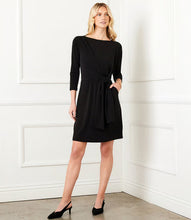 Load image into Gallery viewer, Ideal for traveling or managing your everyday tasks, our Travel Jersey 3/4 Sleeve Tie Waist Dress guarantees stylish and comfortable wear. Its wrinkle-resistant material and adaptable style make it an excellent choice for hectic schedules and impromptu outings, ensuring you stay chic and comfortable wherever you go.