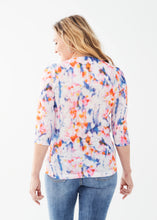 Load image into Gallery viewer, Get ready to dazzle and delight with the FDJ French Dressing Tawny Three Quarter V-Neck Top in a stunning Petal Reflections print. This top is all about effortless elegance and vibrant style, making it a standout piece in any wardrobe.