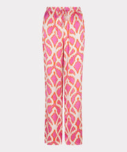 Load image into Gallery viewer, The EsQualo Taimi Trousers Disco Spark are a bold and stylish statement piece designed for effortless elegance. Featuring a vibrant pink-orange disco spark print, these trousers bring energy and sophistication to any outfit. Pair with a fitted top for a sleek contrast or a matching blouse for a coordinated ensemble.