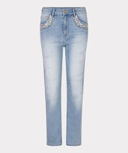 Load image into Gallery viewer, Enhance your wardrobe with this pair of jeans that features a straight cut, very slight distressing and intricate broderie and bronze embellishment detailing on the pockets, adding a touch of sophistication to this versatile and comfortable basic jean.