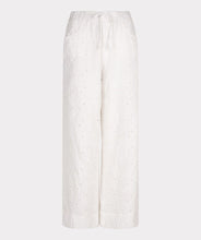 Load image into Gallery viewer, Step into elegance with the Tania Trousers by EsQualo, where soft off-white tones and delicate floral embroidery create a look that’s both timeless and fresh. Designed to flatter with a straight-leg silhouette and clean front closure, these trousers bring femininity to the everyday—perfect for garden brunches, summer soirées, or styled into fall with cozy knits and boots.