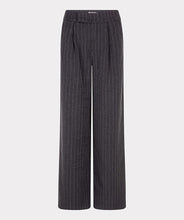 Load image into Gallery viewer, Dark gray pinstripe pants against a light gray background.