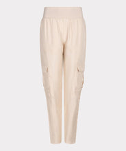 Load image into Gallery viewer, Experience ultimate comfort with our light sand colored cargo pants featuring an elastic waist band. The fabric is cool to the touch, ensuring a comfortable and stylish look. Dress up with wedges or heels or create a casual vibe with a pair of sneakers. You will absolutely love the feel of these Tana trousers.