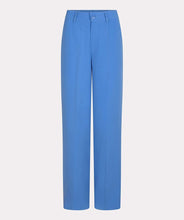 Load image into Gallery viewer, These beautiful electric blue wide leg trousers are adorned with clean pleated seams on the front and back, giving off a sophisticated and refined appearance. The elastic waistband allows for a comfortable and flattering fit. Suitable for both casual and formal events, these trousers make a versatile wardrobe addition.