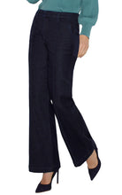Load image into Gallery viewer, Enhance your wardrobe with the unique blend of sophistication and comfort that denim provides. These trousers are meticulously crafted, merging the classic elegance of your preferred trousers with the laid-back adaptability of denim. Pintuck detailing adds to the length of the leg, creating a flattering silhouette.
