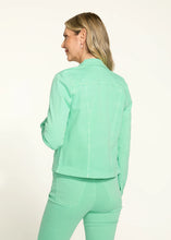 Load image into Gallery viewer, Featuring a cropped, jean-style design with a button-front closure, our Thea jacket offers a modern twist on a classic silhouette. Crafted from a premium blend of fabrics, it provides a comfortable fit with just the right amount of stretch. Perfect for layering over casual or dressy outfits, this jacket is a must-have for any season.