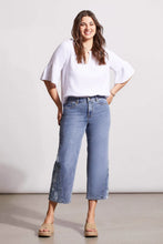 Load image into Gallery viewer, This lovely blouse is made of crinkled gauze cotton, which gives it a light and elegant touch. It features a notch neck that you can pop over, elbow-length raglan sleeves, and bell-shaped cuffs that add some playful charm.