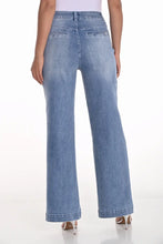 Load image into Gallery viewer, Waverly Woven Denim Pant in Blue with Chain Detailing- Frank Lyman 251507