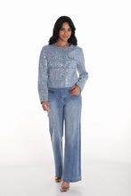 Load image into Gallery viewer, Waverly Woven Denim Pant in Blue with Chain Detailing- Frank Lyman 251507
