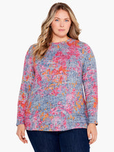 Load image into Gallery viewer, A colorful unique novelty top, perfect for matching with just about any solid color, is a perfect style to add a pop of color into your life. Our Alena is an easy knit long-sleeved pullover shape that sits at the hip. We love the textured appearance and the random interplay of the colors.