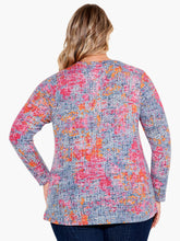 Load image into Gallery viewer, A colorful unique novelty top, perfect for matching with just about any solid color, is a perfect style to add a pop of color into your life. Our Alena is an easy knit long-sleeved pullover shape that sits at the hip. We love the textured appearance and the random interplay of the colors.