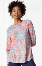 Load image into Gallery viewer, A colorful unique novelty top, perfect for matching with just about any solid color, is a perfect style to add a pop of color into your life. Our Alena is an easy knit long-sleeved pullover shape that sits at the hip. We love the textured appearance and the random interplay of the colors.